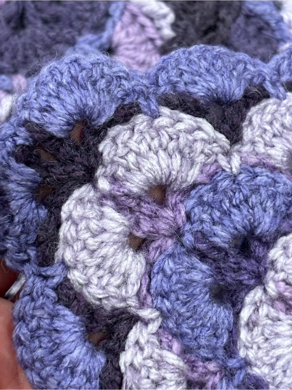 Grandma Core Handmade Crochet Throw Blanket Multi Shade of Purple